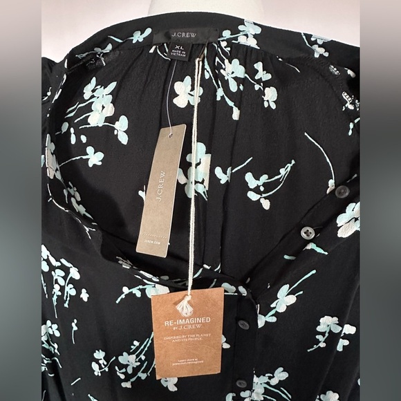 NWTs J Crew Reimagined Long-sleeve floral drapey popover/button up shirt/blouse - Picture 10 of 16